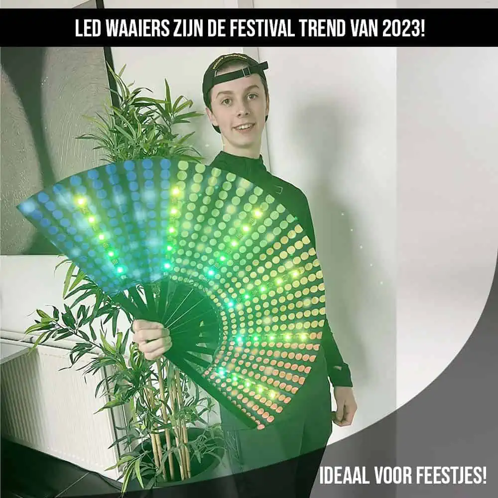 Discofan – XXL Festival Waaier Met Multicolor LED Verlichting – Zwart 9 Discofan – XXL Festival Waaier Met Multicolor LED Verlichting – Zwart - Afbeelding 7