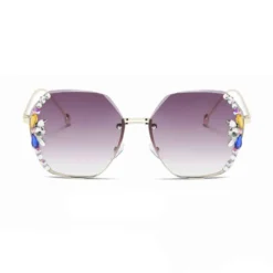 Zonnebril Diamant Paars Ronde Hoeken