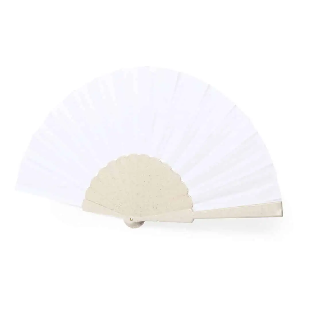 Handwaaier Bamboe Beige/wit 5 Handwaaier Bamboe Beige/wit - Afbeelding 3