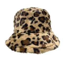 Yucka Fluffy Bucket Hat Faux Fur Panterprint