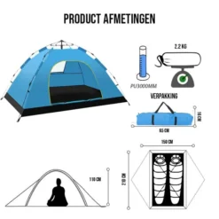 Campfest 2-3 Persoons Tent Blauw -Festival Supply Winkel 89d9 a911 4171 9d56 827489250cdb