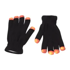LED Handschoenen | Zwart -Festival Supply Winkel LED handschoenen zwart rood