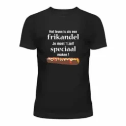 Party T-shirt Zwart | Het Leven Is Als Een Frikandel Speciaal!