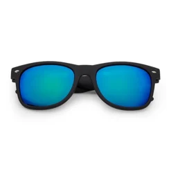 Classic Zonnebril Mat Zwart | Groen-blauwe Spiegel Lenzen